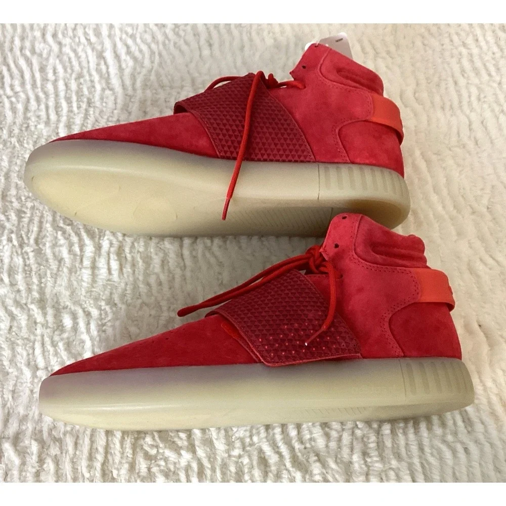 ADIDAS Tubular Invader Strap Trainers Men's 11.5 Red BB5039 With Box Y2K